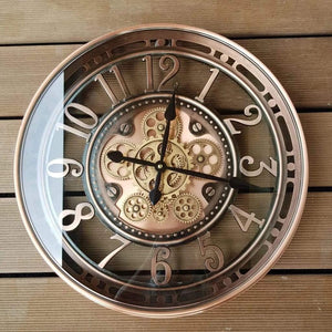 Large Moving Gears Wall Clock – 21 Inch Analog Art Deco Metal Clock