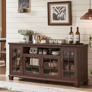 Farmhouse Sideboard Buffet Cabinet with Glass Doors