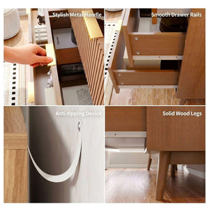 8-Drawer Fluted Dresser with Metal Handles