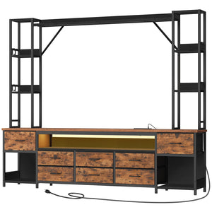 Large Entertainment Center with LED Lighting & Power Outlets