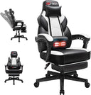 Big & Tall Gaming Chair with Footrest, Massage Lumbar Support & 360° Swivel