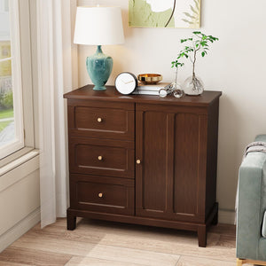 Accent Cabinet with 3 Drawers and Door – Wooden Sideboard with Shelves