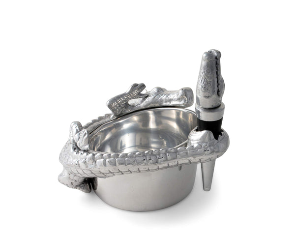 Alligator Wine Coaster & Bottle Stopper Set