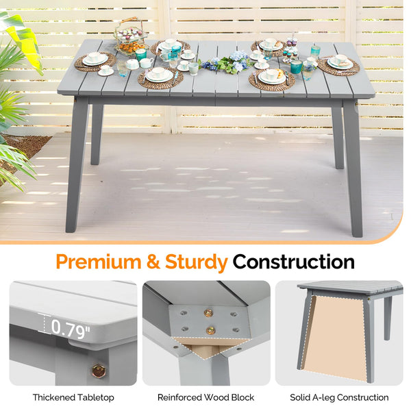 Rectangular Outdoor Cedar Wood Dining Table for 4-6