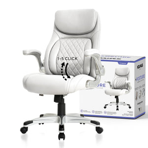 Ergonomic PU Leather Office Chair with Click-5 Lumbar Support
