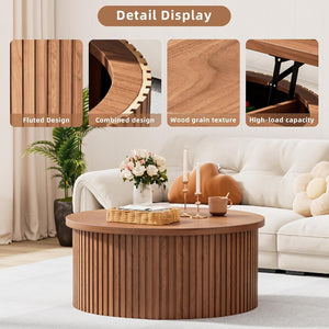 Round Lift Top Coffee Table with Storage