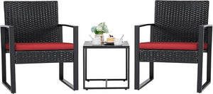 3-Piece Outdoor Wicker Patio Furniture Set with Coffee Table