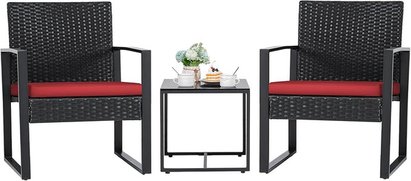 3-Piece Outdoor Wicker Patio Furniture Set with Coffee Table
