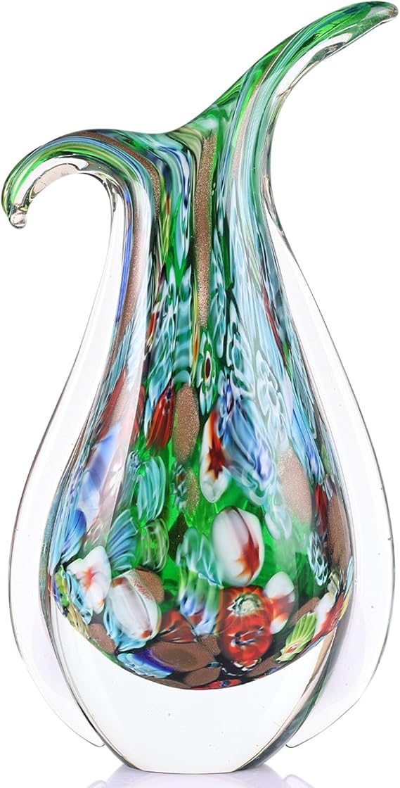 Hand Blown Glass Vase – Murano Style Ellipse Flower Vase