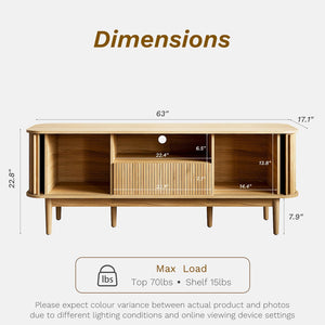 63" Fluted TV Stand with Sliding Doors