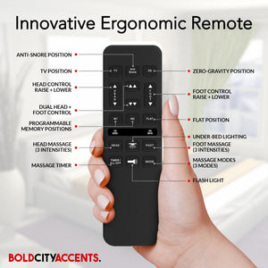 Adjustable Bed Frame with Wireless Remote, Zero Gravity & Massage