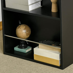 Modern Bar Table with 3 Storage Shelves, Black