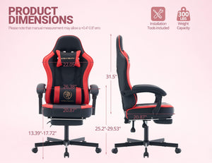 Ergonomic Gaming Chair with Footrest & Lumbar Support