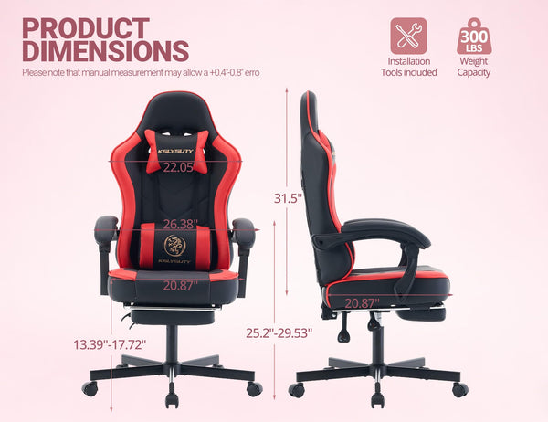 Ergonomic Gaming Chair with Footrest & Lumbar Support