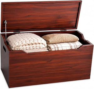 Solid Wood Storage Chest with Lid & Handles