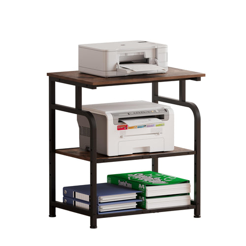3-Tier Rolling Printer Stand with Adjustable Shelf