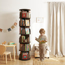 6-Tier Rotating Bookshelf with Lazy Susan Turntable