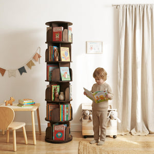 6-Tier Rotating Bookshelf with Lazy Susan Turntable