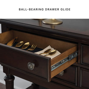 4-Drawer Dining Server with Open Shelf – Dark Brown