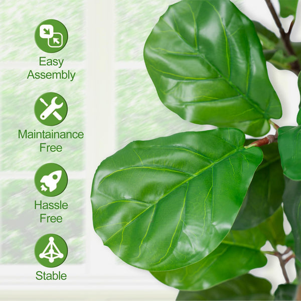 Faux Fiddle Leaf Fig Tree with White Pot