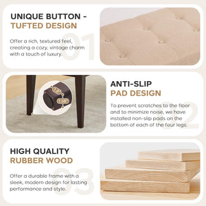 Button-Tufted Upholstered Bench