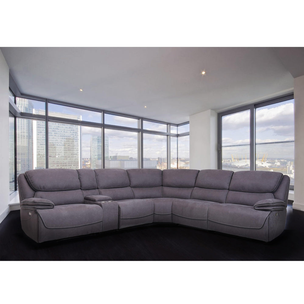 6-Piece Power Reclining Curved Sectional Sofa with Storage Console