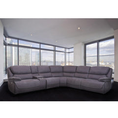 6-Piece Power Reclining Curved Sectional Sofa with Storage Console