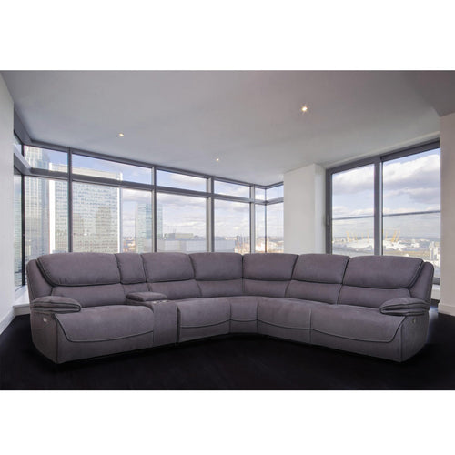 6-Piece Power Reclining Curved Sectional Sofa with Storage Console