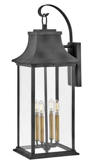 Four-Light Outdoor Wall Mount Lantern – Aluminum & Clear Glass