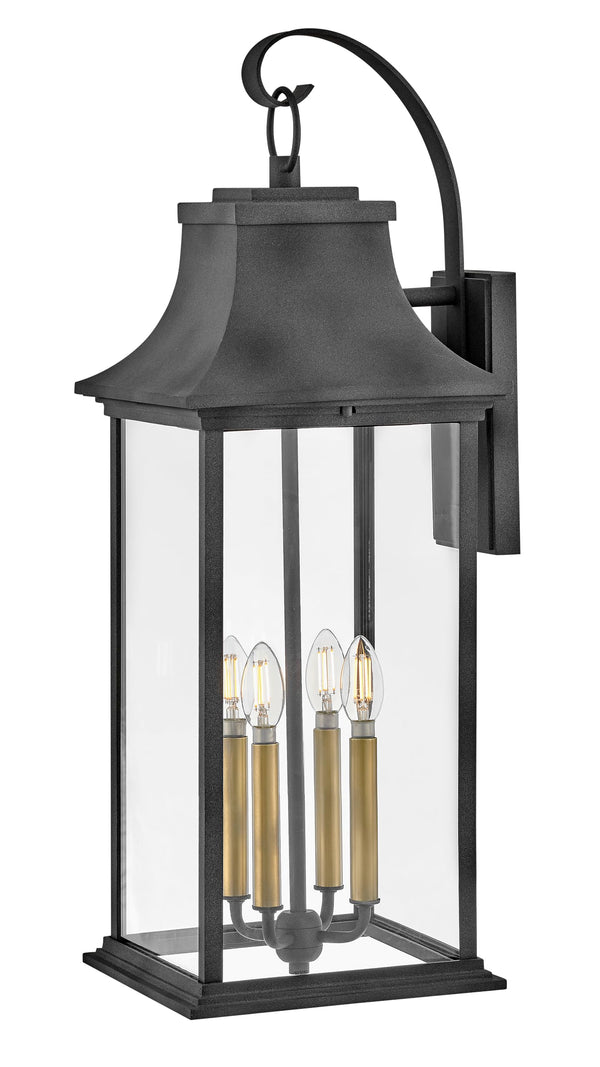 Four-Light Outdoor Wall Mount Lantern – Aluminum & Clear Glass