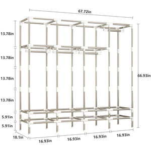 Portable Wardrobe with Hanging Rods & Drawers