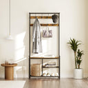 4-in-1 Hall Tree with Coat Rack, Shoe Bench & Storage Shelves
