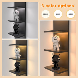 5-Tier Floating Wall Shelf Unit with LED Light