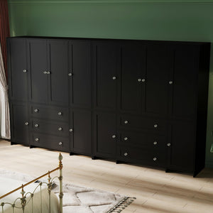 Armoire Wardrobe Closet with Mirror, Drawers & Hanging Rod