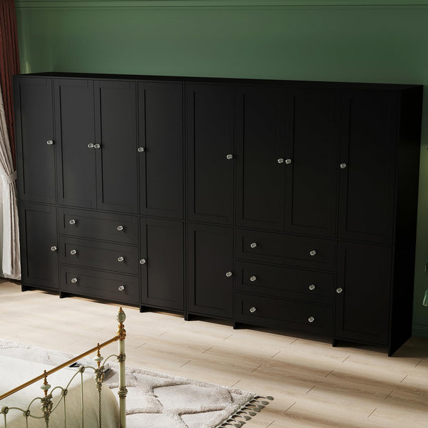 Armoire Wardrobe Closet with Mirror, Drawers & Hanging Rod