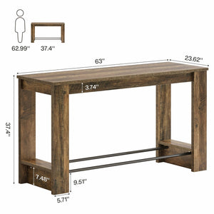 63-Inch Farmhouse Counter Height Dining Table