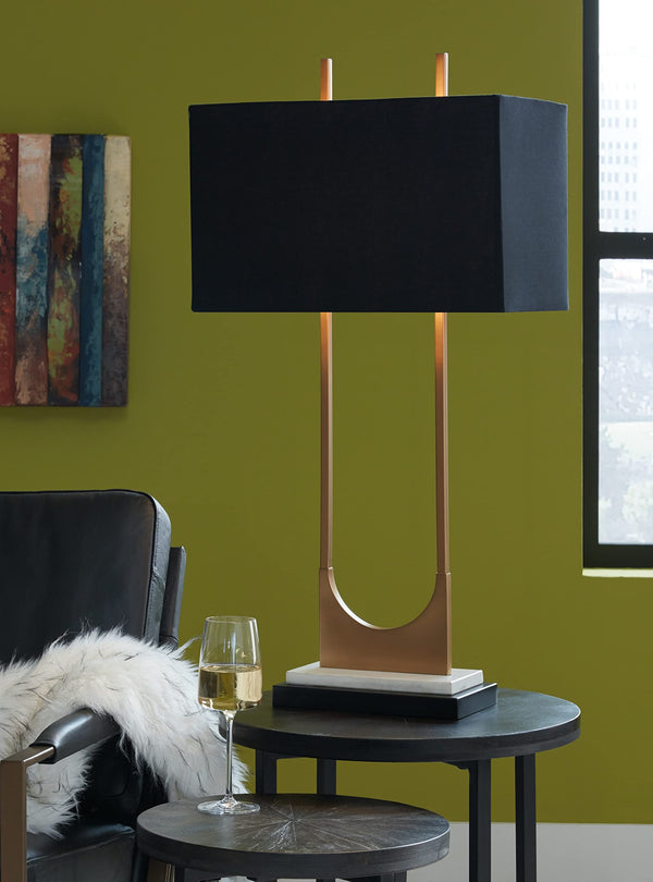 Contemporary Metal Table Lamp with Marble Base