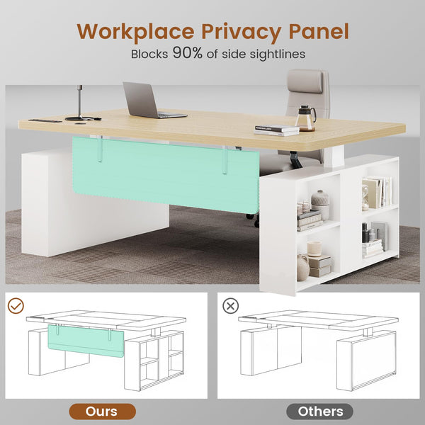 63" Electric Standing Desk with Storage & Power Outlets