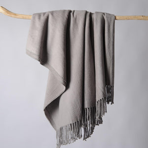 Silk Throw Blanket with Hand-Knotted Fringe