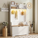 Farmhouse Hall Tree with Bench & Shoe Storage
