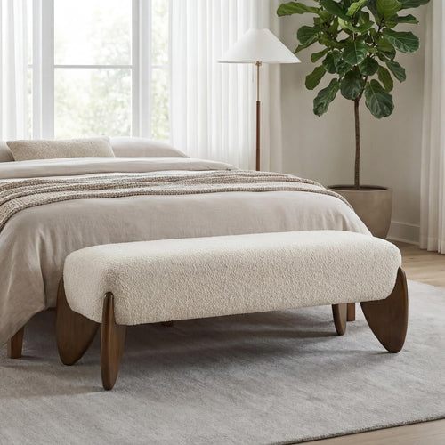 Upholstered Boucle Bedroom & Entryway Bench