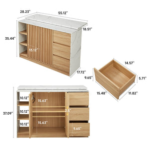 Kitchen Island with Storage Cabinet and Drawers, 54 Inch
