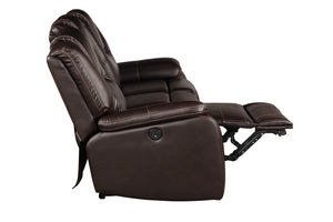 3-Piece Recliner Sofa Set – Bonded Leather, Brown