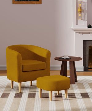 Barrel Accent Chair with Ottoman Set