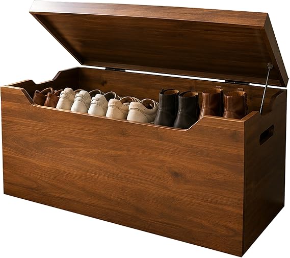 Solid Wood Storage Chest with Lid & Handles