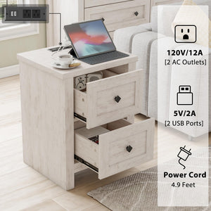 4-Piece Farmhouse Bedroom Dresser Set with Nightstands – Rustic White