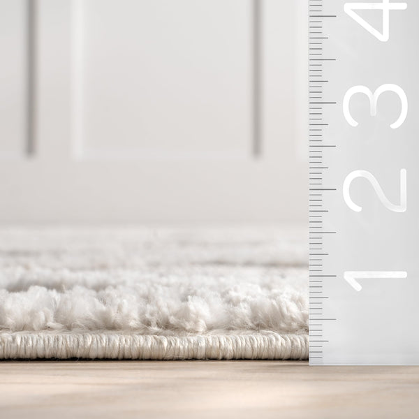Moroccan Lattice Tassel Area Rug 8x11 | High-Pile Plush Shag | Light Grey