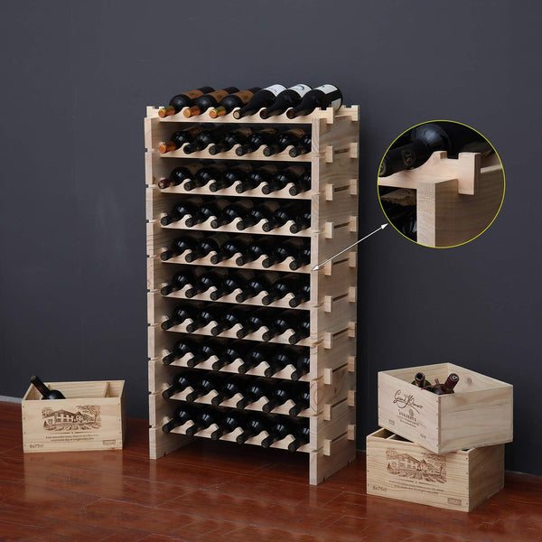 Solid Wood Stackable Wine Rack