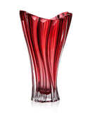 Red Crystal Glass Vase 12 Inch — Bohemian Lead-Free Trumpet Flower Vase
