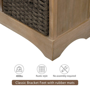 Farmhouse Storage Chest with 2 Drawers & 4 Wicker Baskets